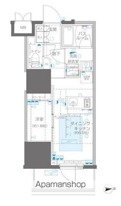 ＺＯＯＭ信濃町[1DK/27.91m2]の間取図