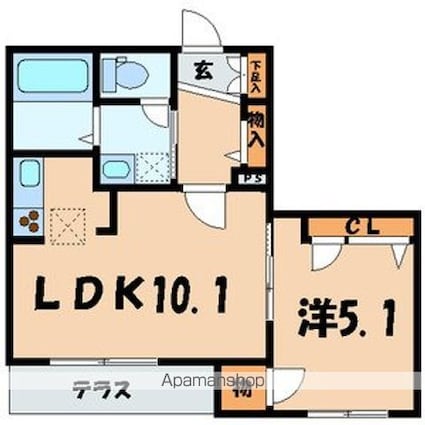 シャトーグレース[1LDK/37.95m2]の間取図