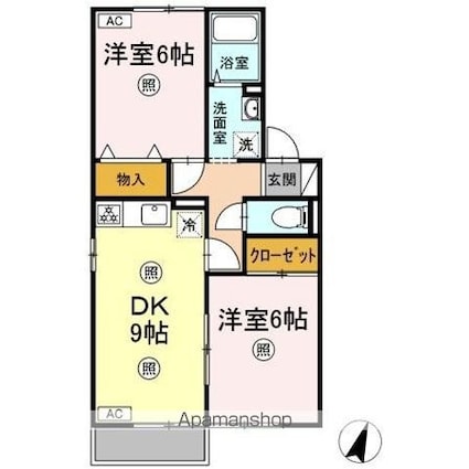 セジュールステア　Ａ棟[2DK/50.38m2]の間取図
