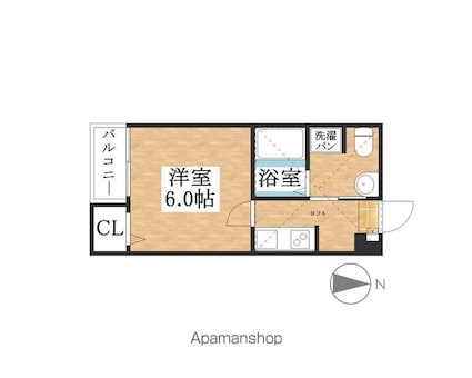 アモーレ笠取[1K/20.19m2]の間取図