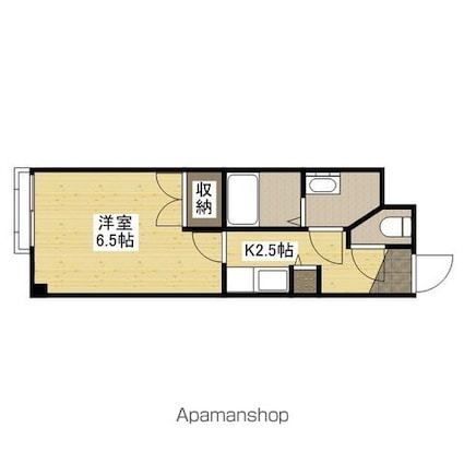 広島県広島市中区河原町[1K/20.62m2]の間取図