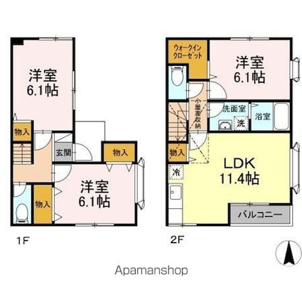 ひまわりキャッスル[3LDK/74.43m2]の間取図