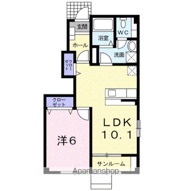 パストラルタウンＡ[1LDK/41.74m2]の間取図