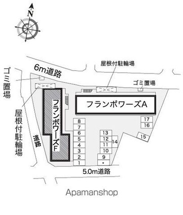 レオパレスフランボワーズ　Ｆ[1K/19.87m2]の配置図