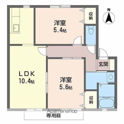 ウィンディアＵＷＡＢＡＲＡ　Ｂ棟[2LDK/52.66m2]の間取図