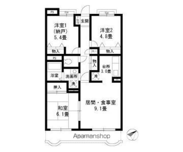 東京都練馬区三原台３丁目[3LDK/66.15m2]の間取図