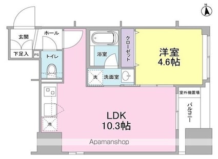 リバーレ東新宿[1LDK/36.6m2]の間取図