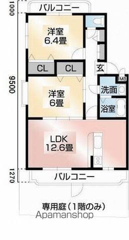 クレセント市坪の間取り写真