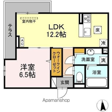 ＣｏｕＲ１８高宮Ｗ[1LDK/45.87m2]の間取図