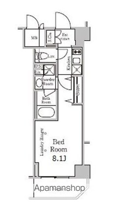 レジディア千駄木[1K/25.15m2]の間取図