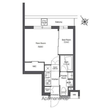 コンフォリア不動前[2K/27.03m2]の間取図