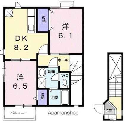 広島県福山市神村町[2DK/54.32m2]の間取図