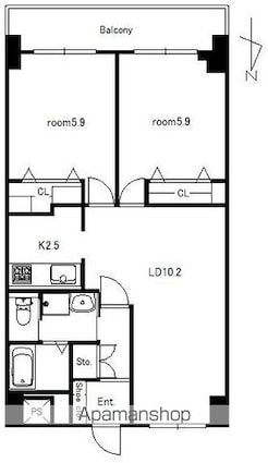 エスタールビル[3LDK/60m2]の間取図