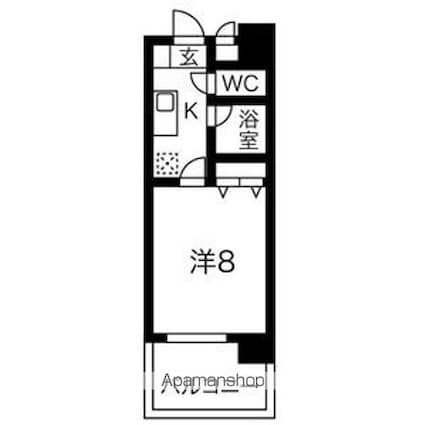 ベル池下[1K/24.8m2]の間取図
