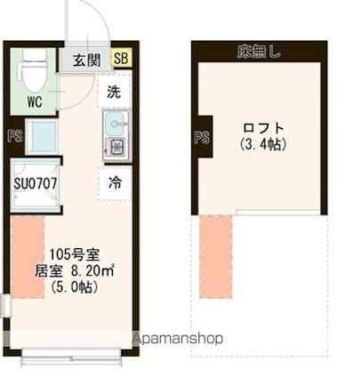 ハーモニーテラス仲宿Ⅴ[1R/11.55m2]の間取図