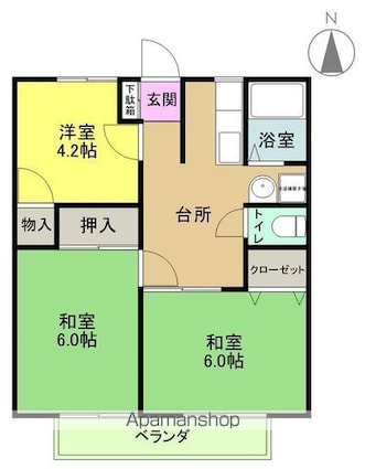 コーポグリーン[3K/46.28m2]の間取図