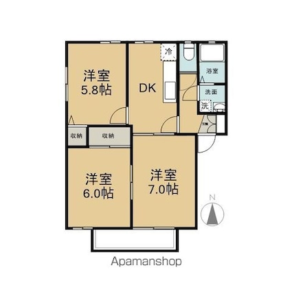 ピアハイムＴ[3DK/54.48m2]の間取図