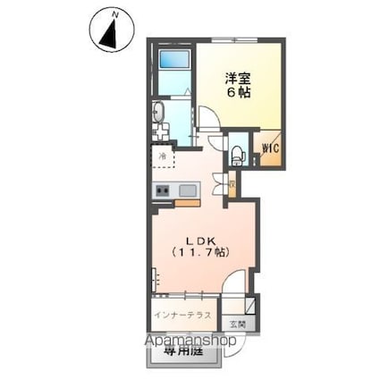 （仮）薊野中町アパート[1LDK/43.21m2]の間取図