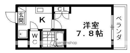 ハイツ宮の森Ⅱ番館[1K/22.95m2]の間取図