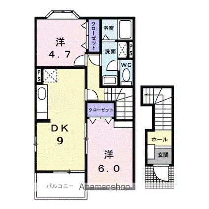 シャトレ沖Ｂ[2DK/50.14m2]の間取図