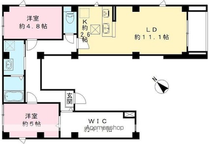 フォーリーフクローバー神楽坂[2LDK/60.61m2]の間取図
