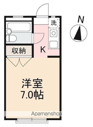 ドミトリー茜[1K/17.4m2]の間取図