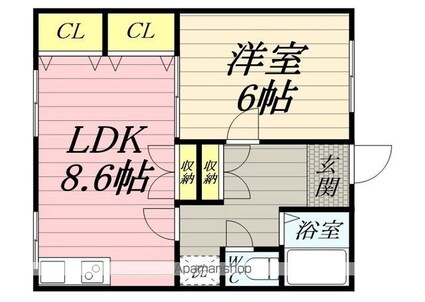 キャッスル新坂第二[1LDK/39.6m2]の間取図