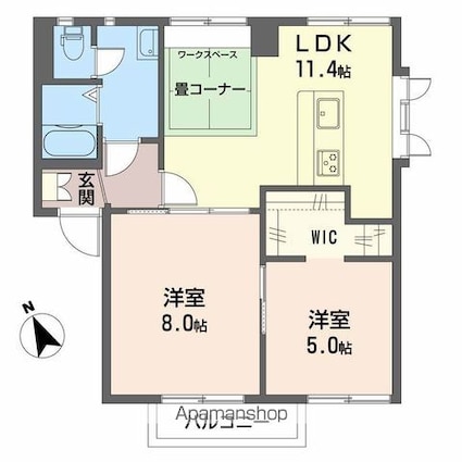 長野県長野市大字西尾張部[2LDK/54.81m2]の間取図