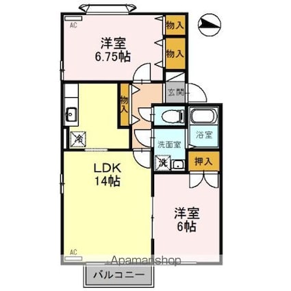 ファミールハウス　Ａ棟[2LDK/59.54m2]の間取図
