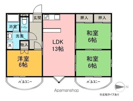 マンションモトマチ[3LDK/68.9m2]の間取図