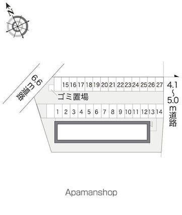 レオパレス野溝[1K/23.18m2]の配置図