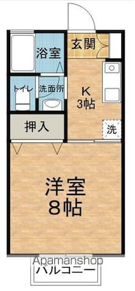 オーク・ヒルズ[1K/26.93m2]の間取図