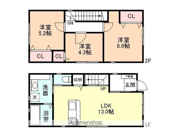 富山地鉄富山港線 奥田中学校前駅 徒歩3分 2階建 築4年の間取り写真