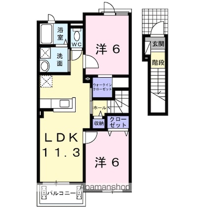 山梨県笛吹市石和町小石和[2LDK/58.21m2]の間取図