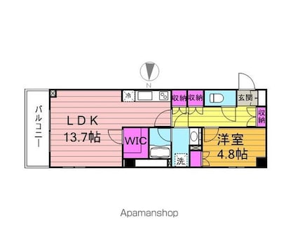 パークキューブ亀戸[1LDK/48.57m2]の間取図