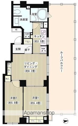 パークホームズ六本木乃木坂アーバンレジデンス[2LDK/53.74m2]の間取図