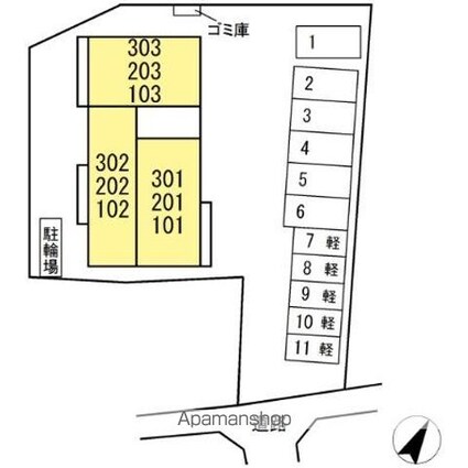 フェリーチェ　浜ノ茶屋[1LDK/43.61m2]の配置図