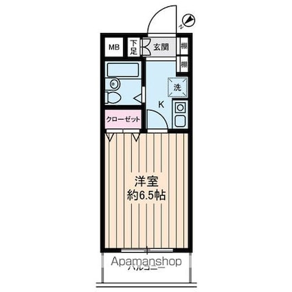 東京都中野区本町４丁目[1K/18.9m2]の間取図