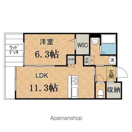 ＩＳグランデ南大沢[1LDK/43.89m2]の間取図
