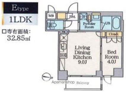 クレストコート錦糸町[1LDK/32.85m2]の間取図