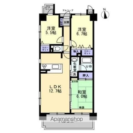 ダイアパレス太田第５　[3LDK/73.86m2]の間取図