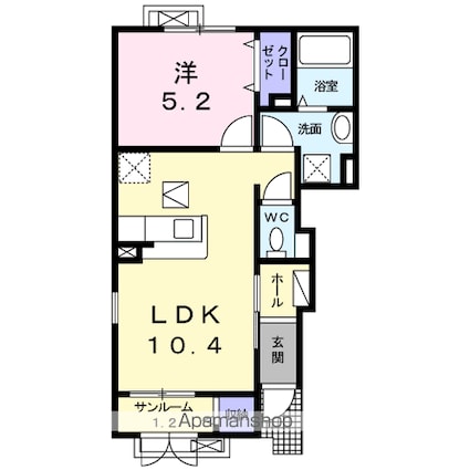 ボイジャー[1LDK/41.96m2]の間取図