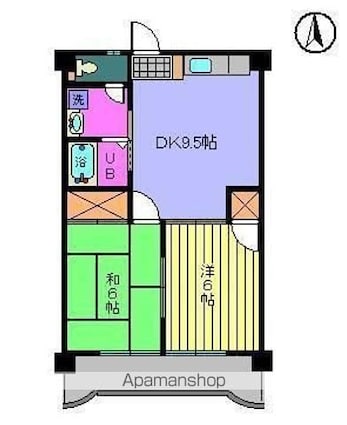 サニーフラット久米[2DK/43.8m2]の間取図