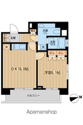 ラクラス田町[1LDK/40.28m2]の間取図