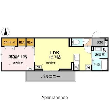 シャトー　ＳＡＮＡ[1LDK/43.61m2]の間取図