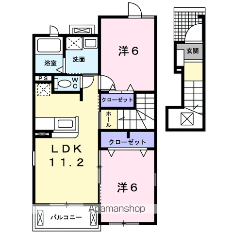 和歌山市西浜のアパートの間取り