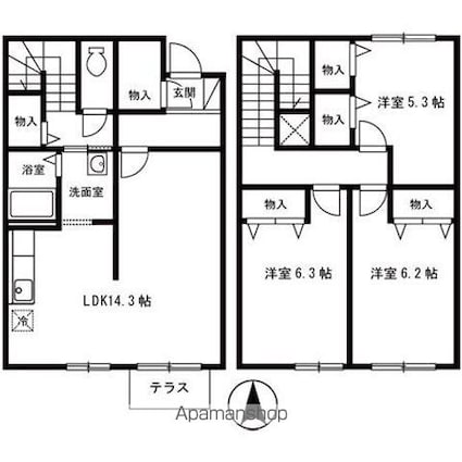十日市アパート[3LDK/84.62m2]の間取図