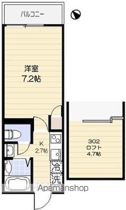 ラ・アヴェニール東武練馬[1K/20.62m2]の間取図