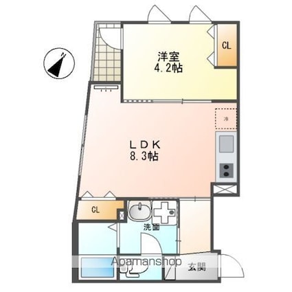 ボス　バレーヒル[1LDK/34.05m2]の間取図