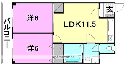アイリッシュコート西石井[2LDK/51.03m2]の間取図